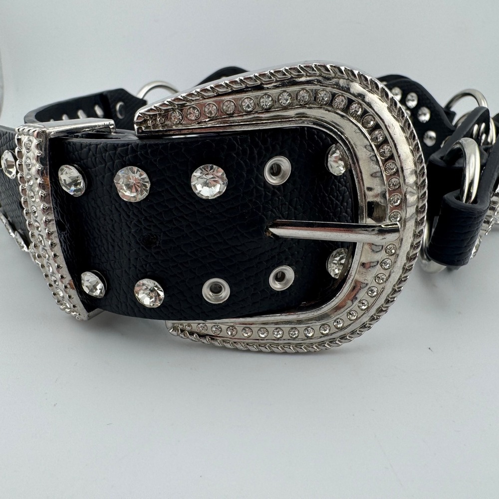Torrid Belt Size‎ 2 Black Excellent Rhinestone Studded Western 53" Long 43430678